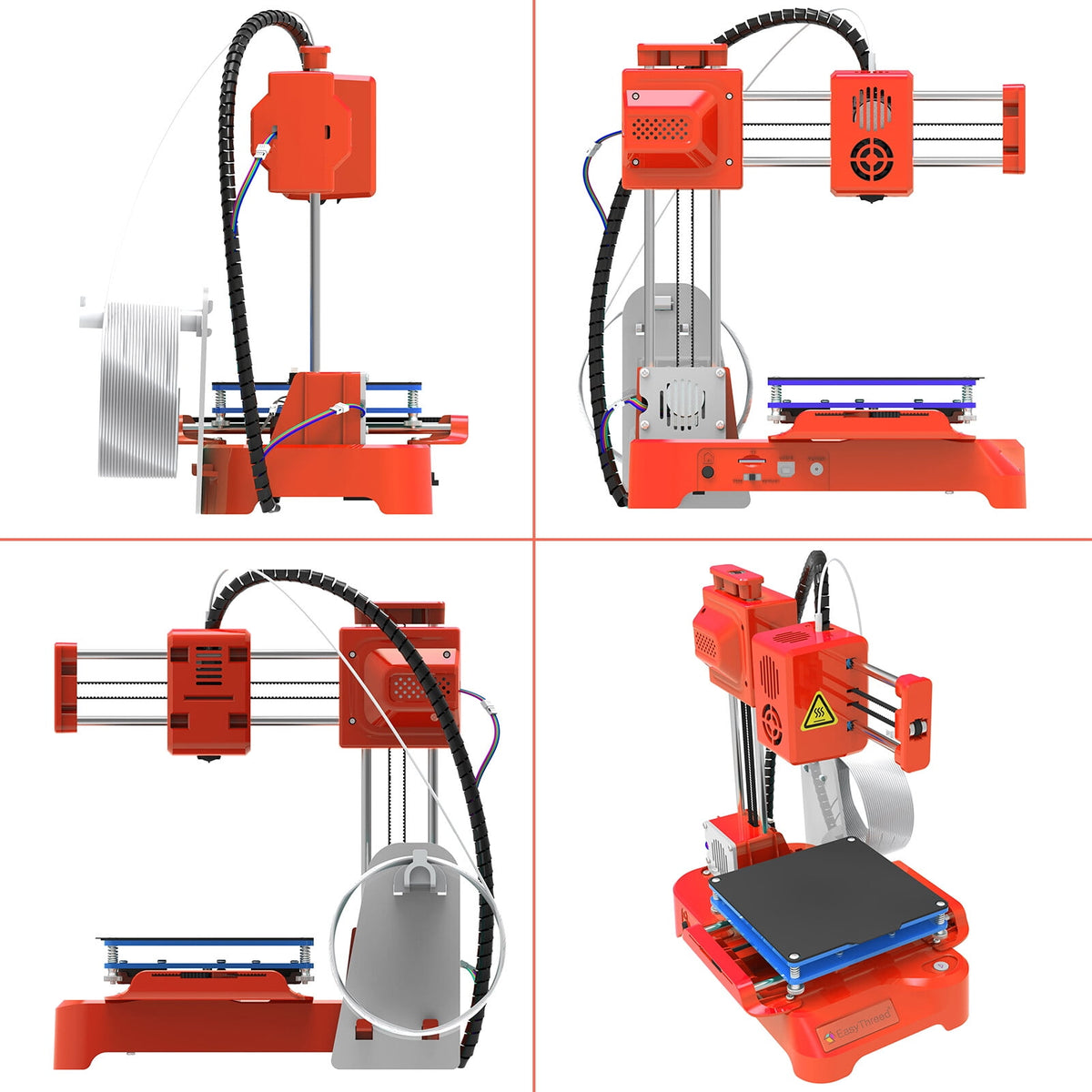 EasyThreed 3D Printer for Kids Mini Desktop 3D Printer 100x100x100mm Print Size No Heated Bed One-Key Printing with TF Card PLA Sample Filament for Beginners Household Education