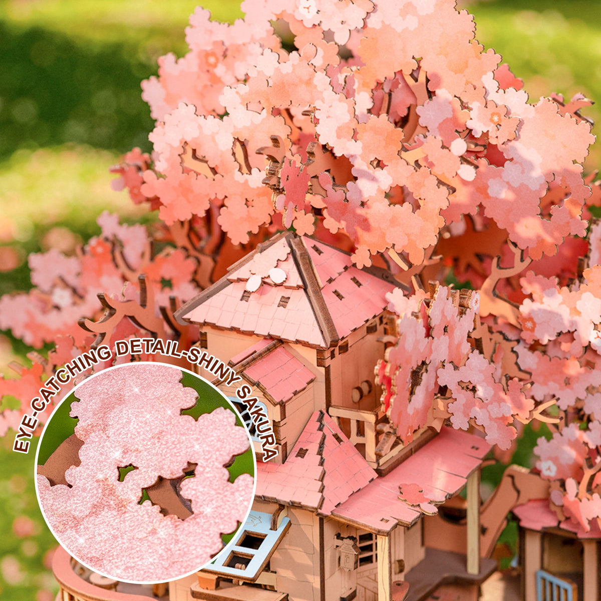 ROBOTIME Sakura Tree Wooden 3D Puzzle,Cherry Blossom Model Building Sets,Tiny House Craft Kits for Bookshelf Decor,Gifts for Adults Teens