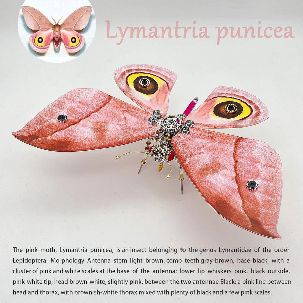 3D Metal Puzzle Butterfly Lymantria Punicea 200+ PCS, Steampunk Mechanical Model Kit With DIY Assembly, Home Display Desk Decor For Adult Collectors And Creative Gifts