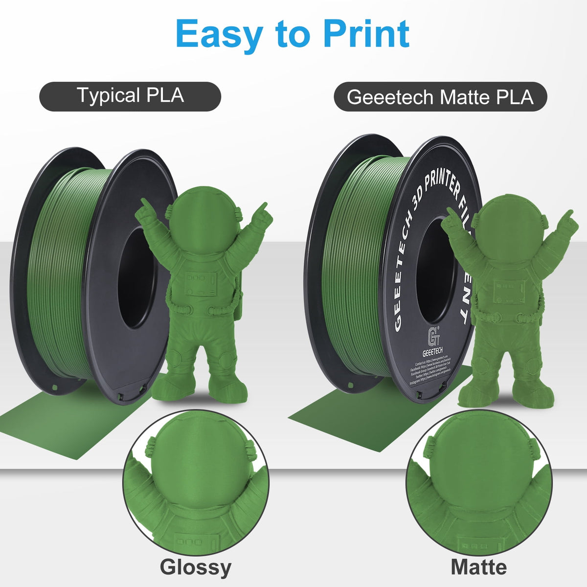 Geeetech navy blue Matte PLA Filament Matte 1KG, 1.75mm 3D Printer Filament Dimensional Accuracy +/- 0.01mm, 1kg Carboard Spool (2.2lbs) for Most FDM 3D Printers