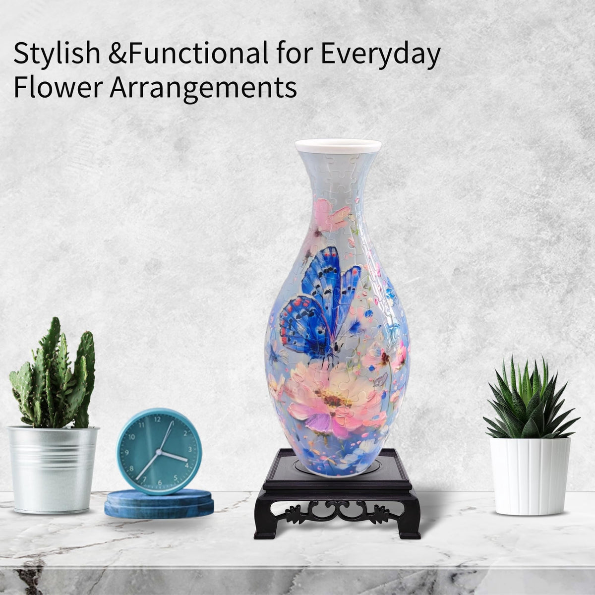 3D Puzzle Vase for Adults, Creative Vase Puzzle for Flowers(Secret Butterfly)