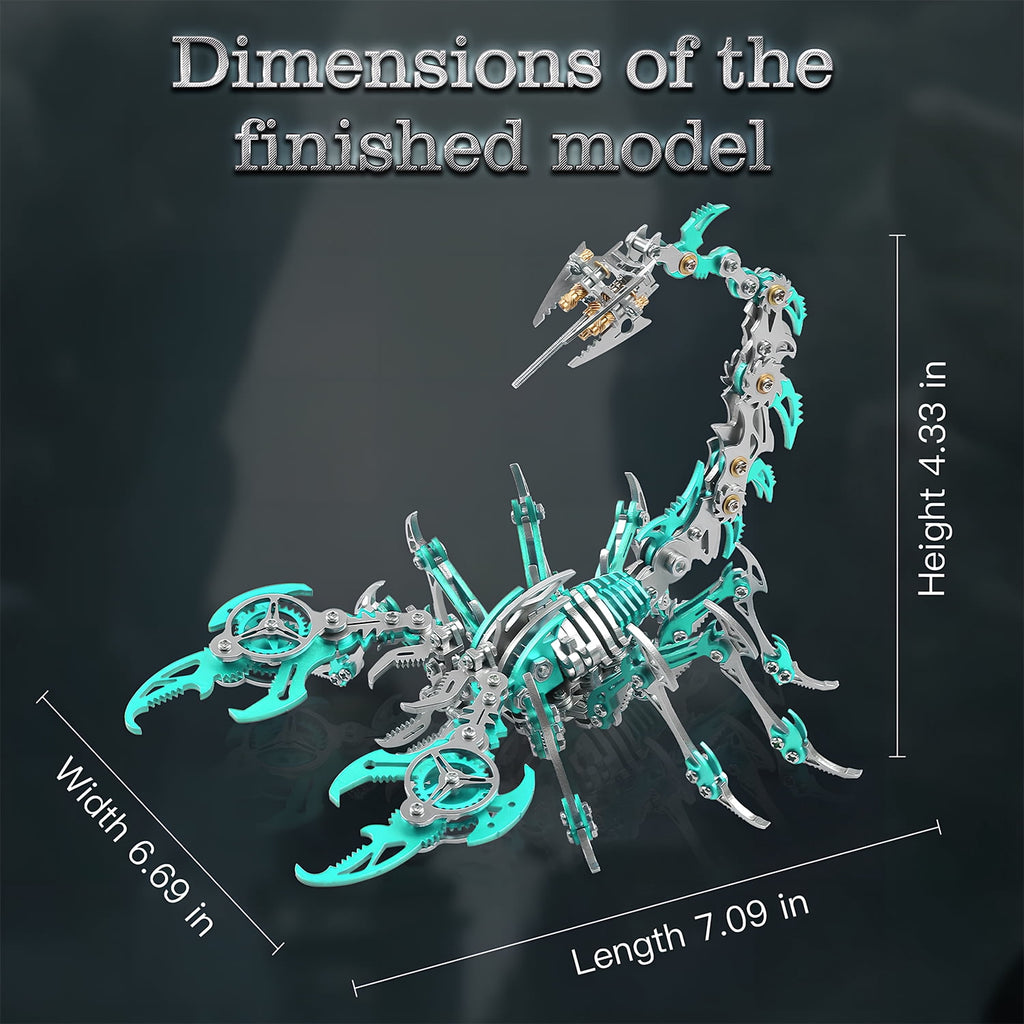 Metalkitor Scorpion 3D Metal Puzzle Kit - 454 Pcs, Mechanical Model for Adults/Teens, Golden, Ideal Gift & Decor