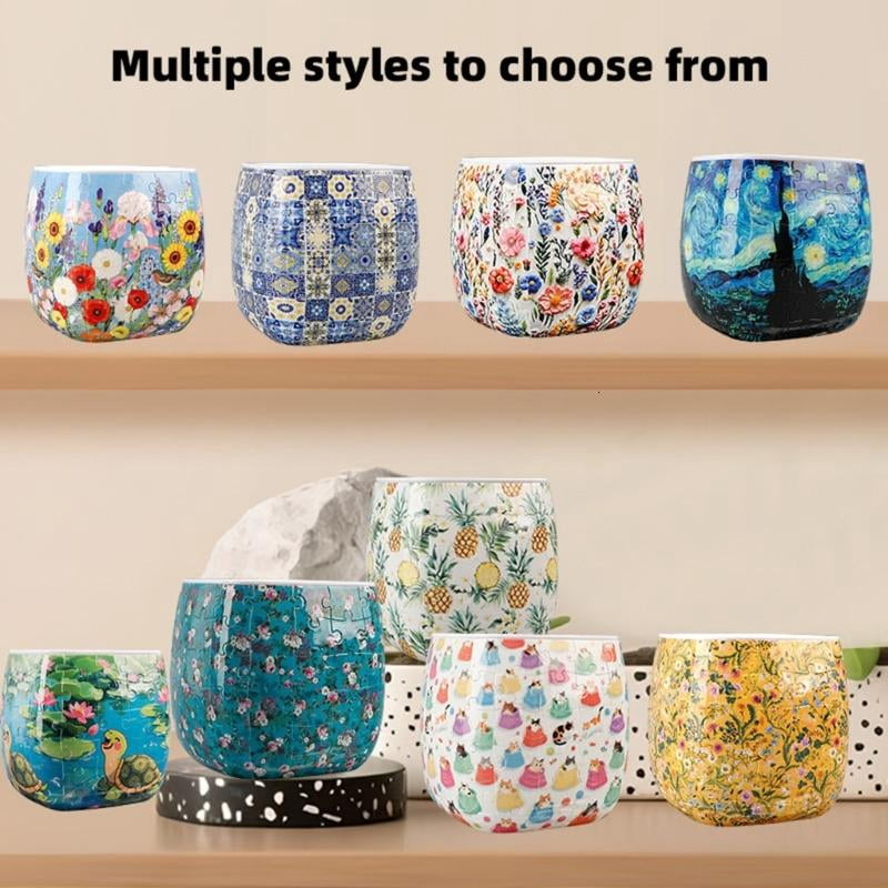 3D Jigsaws Puzzle Planter Vase, 96 Piece ABS Craft Set for Adults, 4.33 Inch Flower Pot for Succulents and Desk Decors