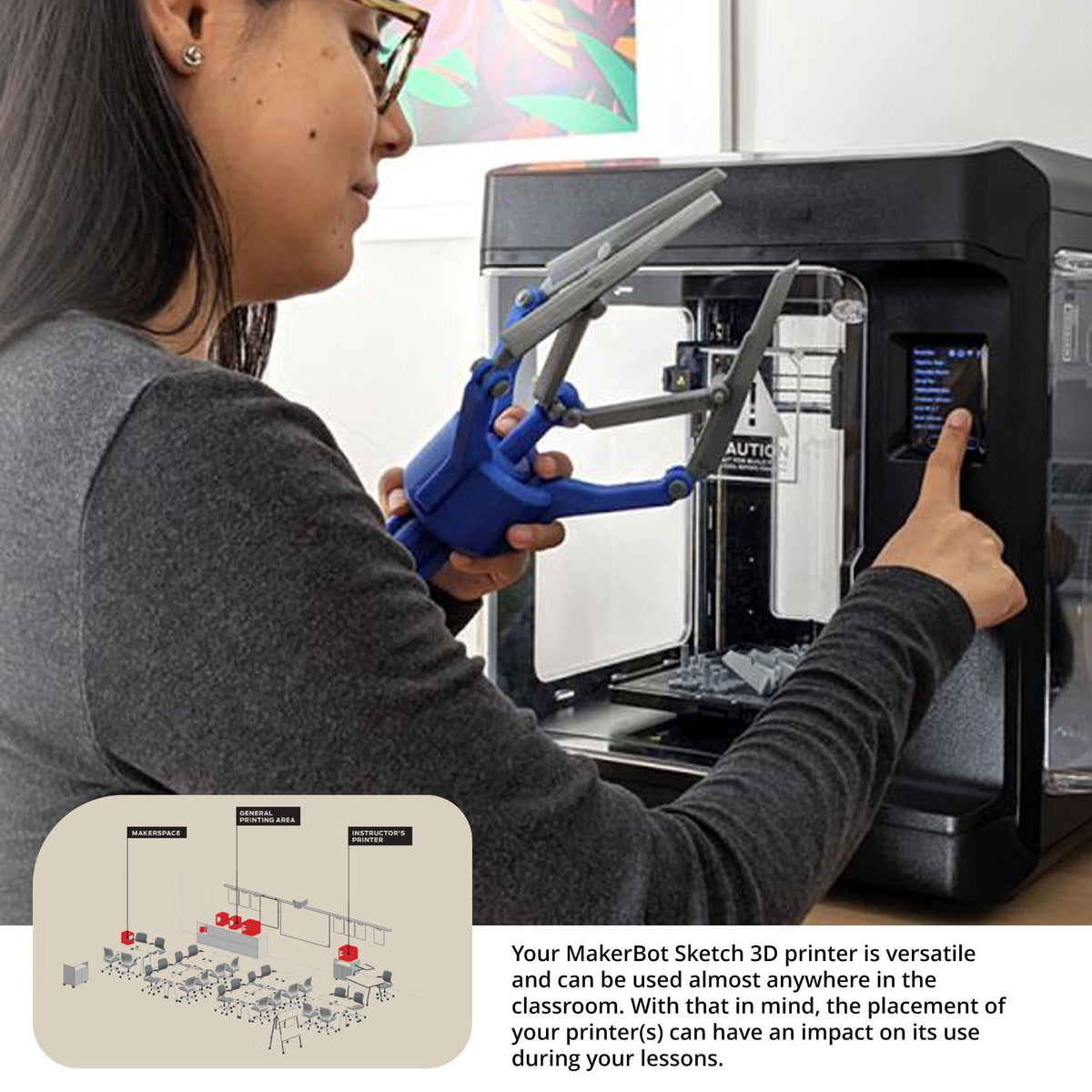 MakerBot Sketch 3D Printer with Fused Deposition Modelling Print Technology (Black, Large) Bundle with PLA Filament (10-Pack) (2 Items)