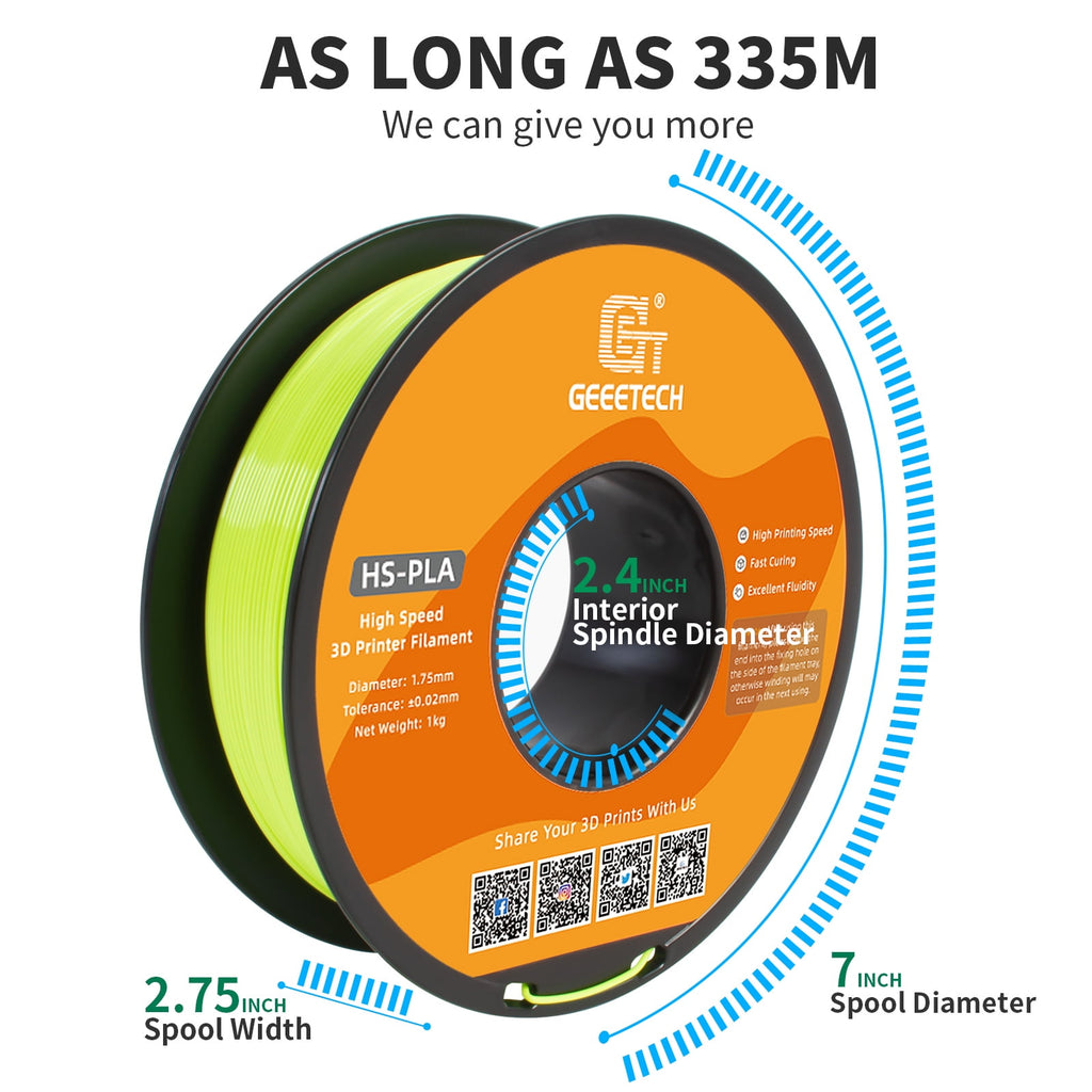 Geeetech 1.75mm PLA 3D Printer Filament, 1kg Spool (2.2lbs), Dimensional Accuracy +/- 0.03mm,yellow