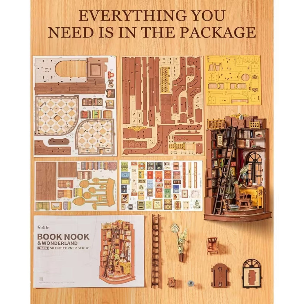 Downton Abbey Bookstore Book Nook Kit, 3D Wooden Puzzle DIY Miniature Downton Study Dollhouse