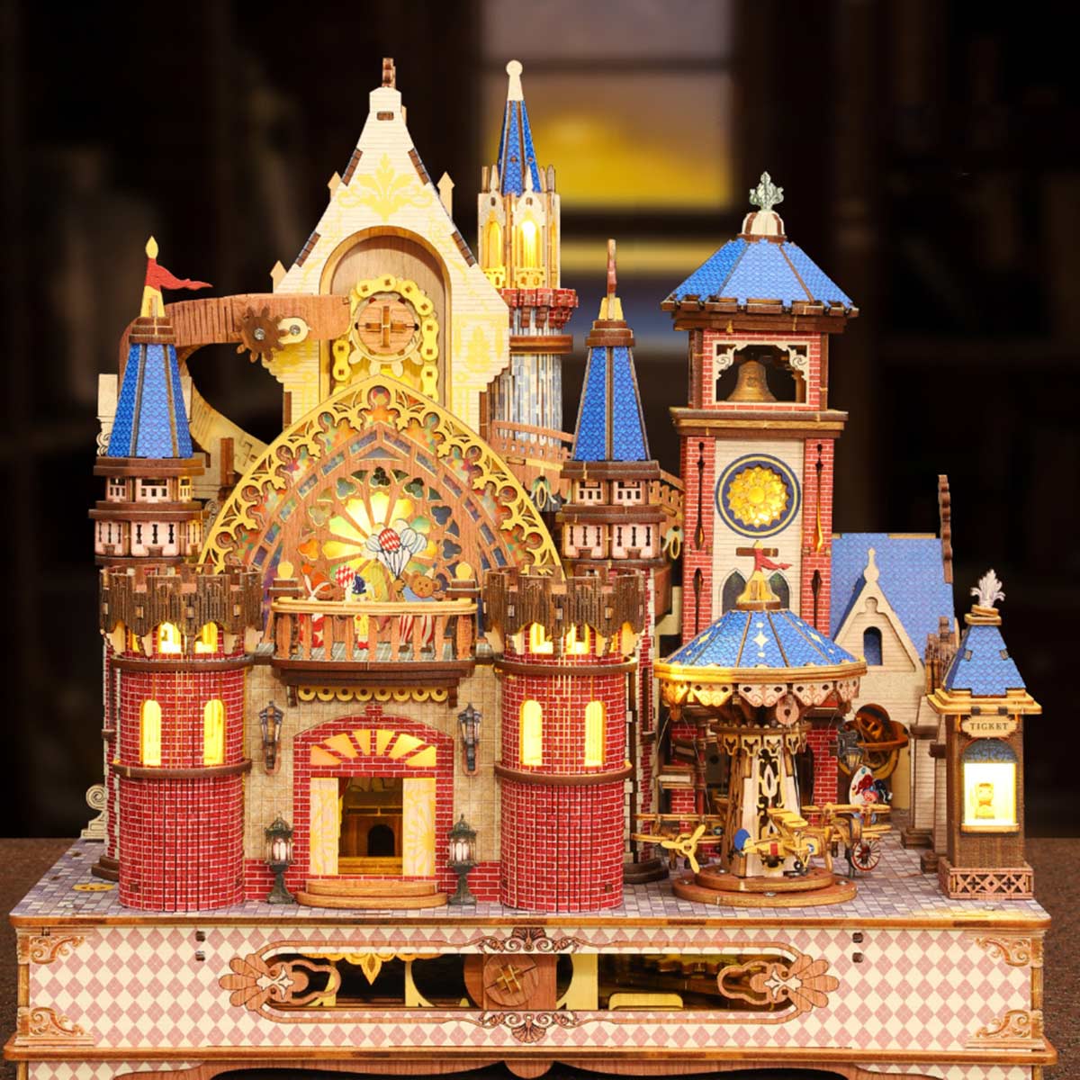 DIY Mechanical French Château, 3D Wooden Puzzle Castle Model Kit, Handcrafted Architectural Decor, Holiday Brthday Gifts