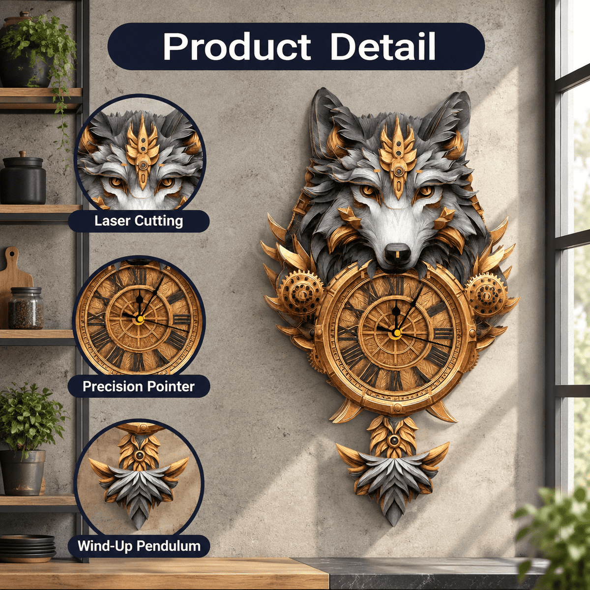 Fire Phoenix Wooden 3D Puzzle Clock DIY Model Kit for Adults