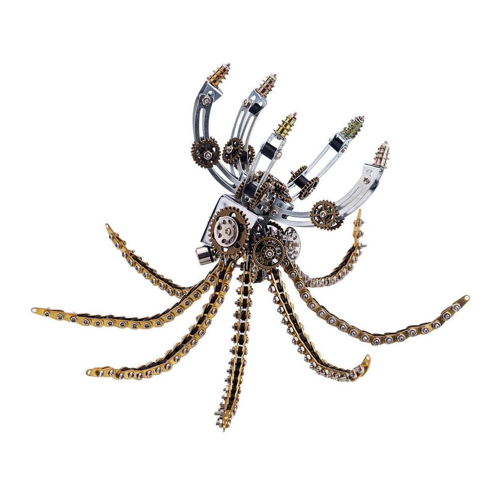 Mechanical Octopus 3D Metal Model Kit with Moon Lamp, Touch 3 Colors, Customizable Steampunk Puzzle & Desk Light, Perfect Room Decor and Gift Choice