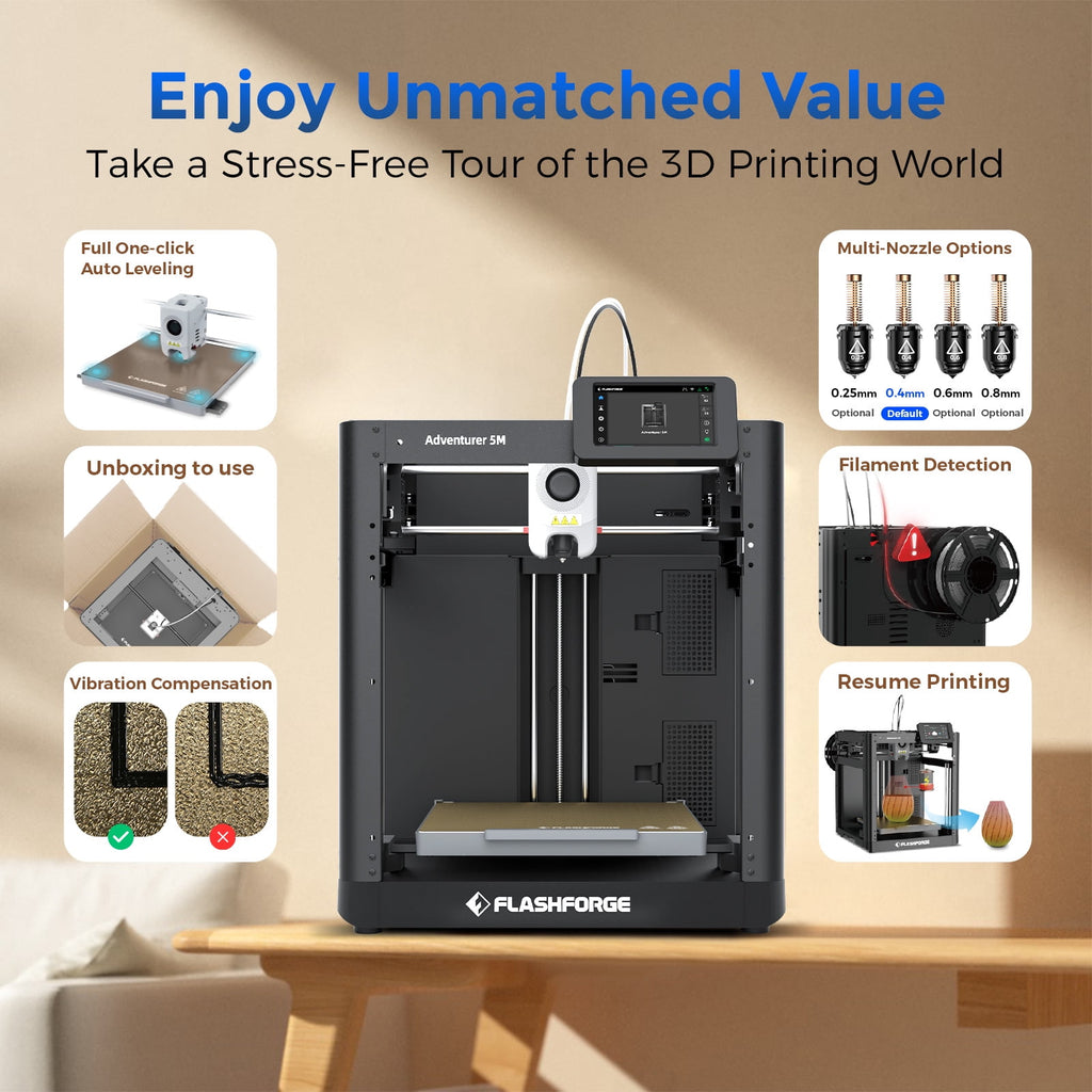 Flashforge AD5X 3D Printer, Multi-Color Printer & 600mm/s High Speed, 1Count, 8.7 x 8.7 x 8.7"