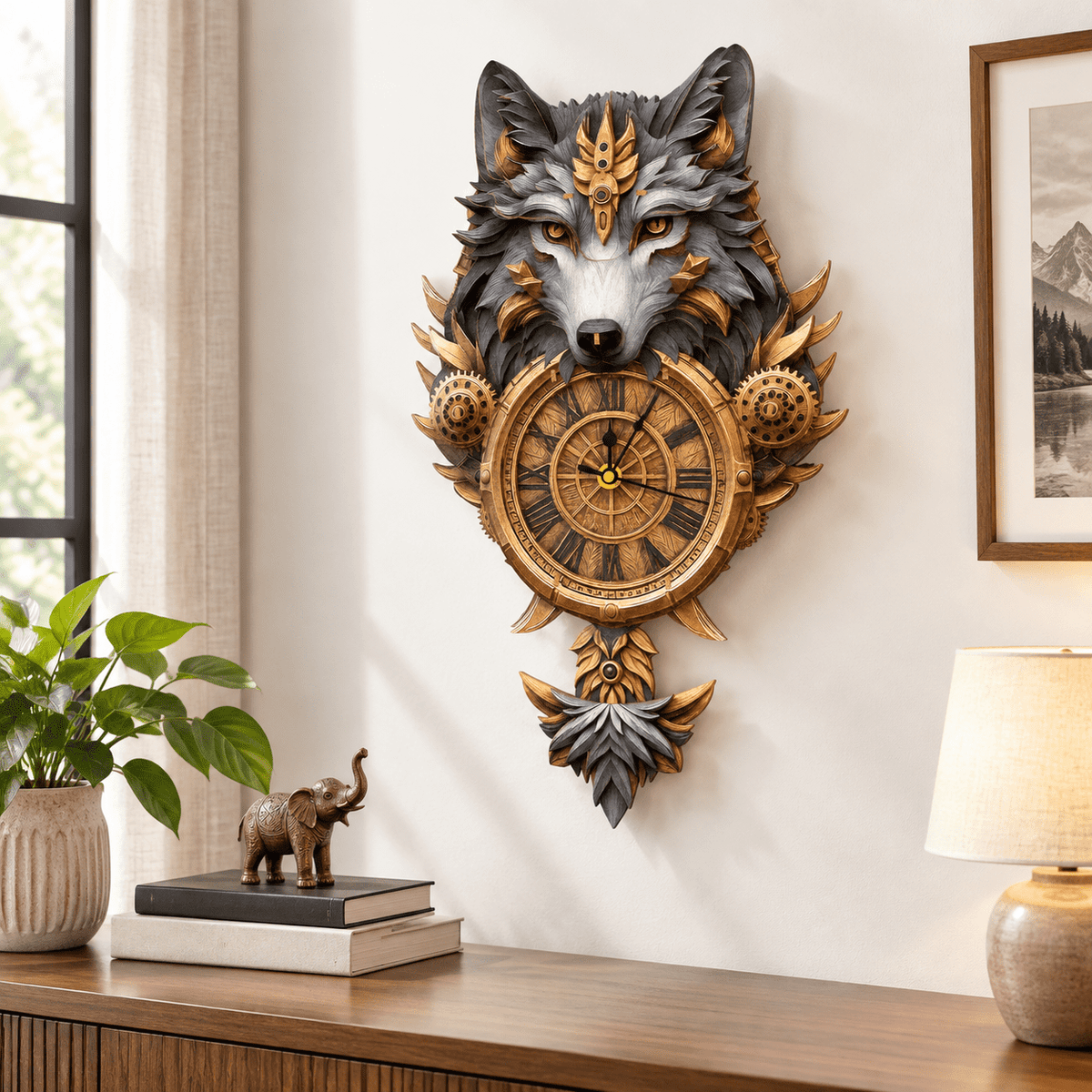 Fire Phoenix Wooden 3D Puzzle Clock DIY Model Kit for Adults
