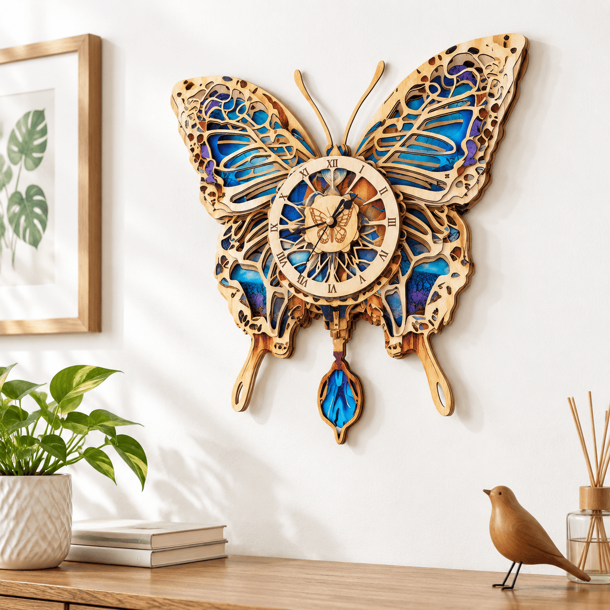 Fire Phoenix Wooden 3D Puzzle Clock DIY Model Kit for Adults