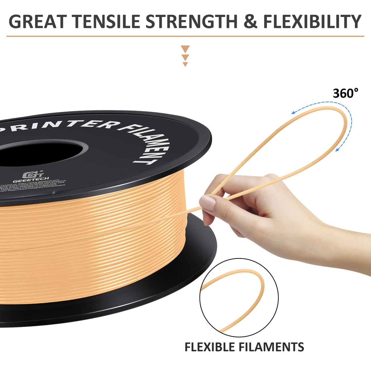 Geeetech 3D Printer PLA Filament Shiny Silk Gold Toughness Enhanced Filament with 1.75mm Dimensional Accuracy +/-0.03mm, 1080 Feet Per Roll, Vacuum Packaging, for Most 3D FDM Printer
