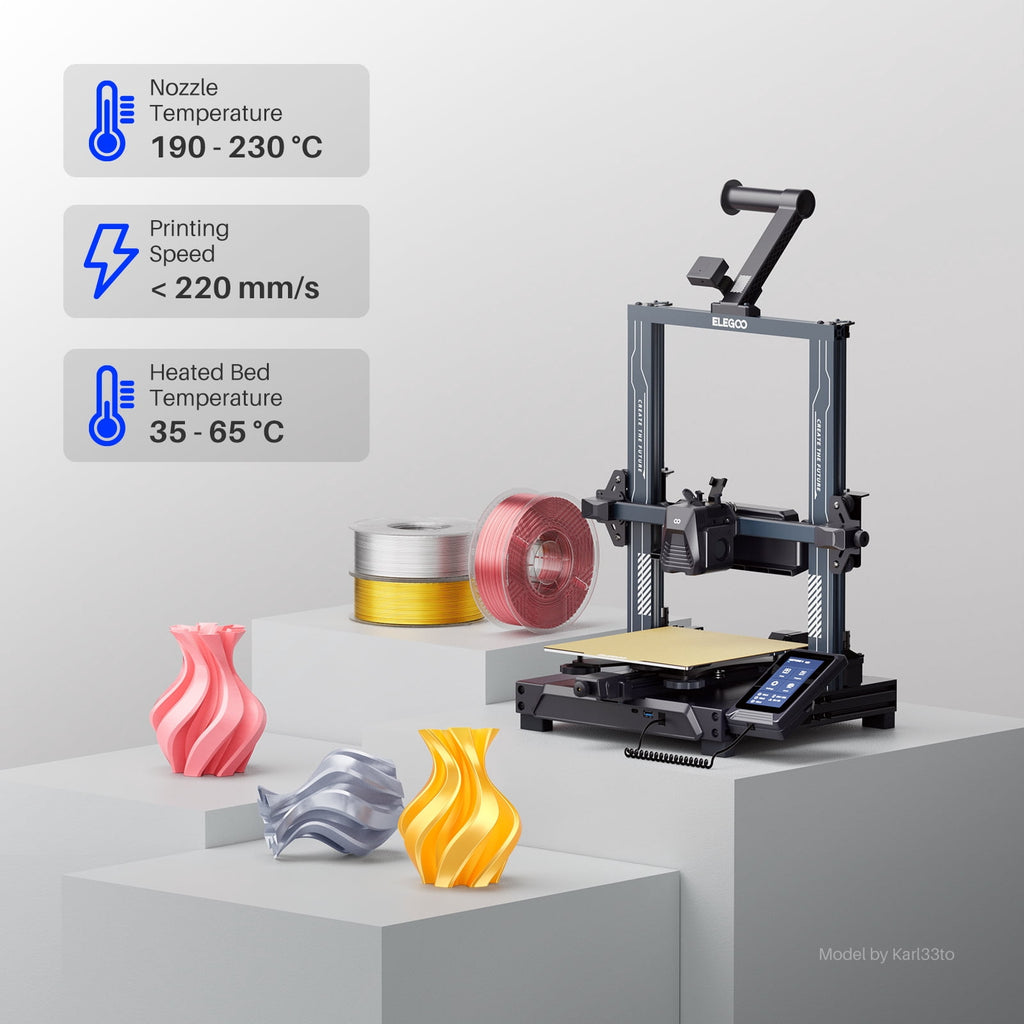 ELEGOO Silk PLA 3D Printer Filament 1.75mm Silk Silver 1KG
