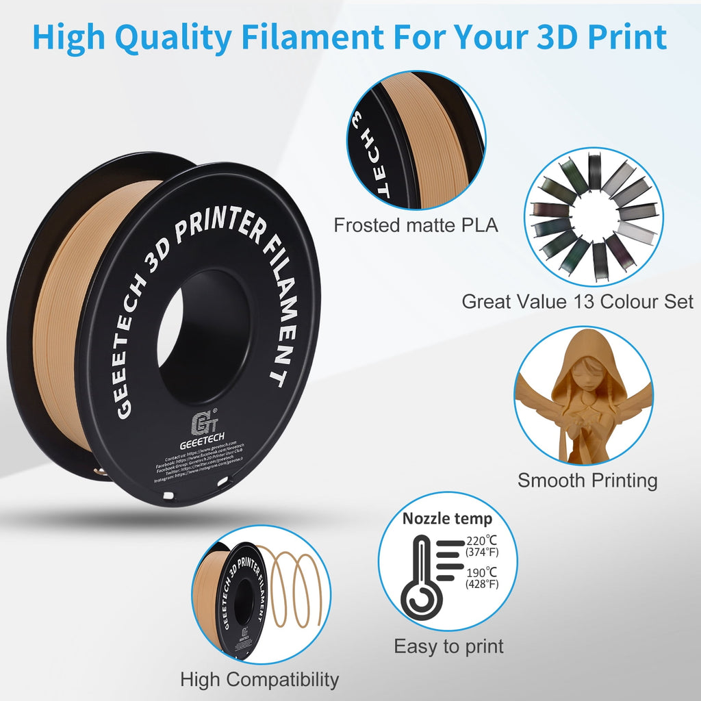 Geeetech navy blue Matte PLA Filament Matte 1KG, 1.75mm 3D Printer Filament Dimensional Accuracy +/- 0.01mm, 1kg Carboard Spool (2.2lbs) for Most FDM 3D Printers
