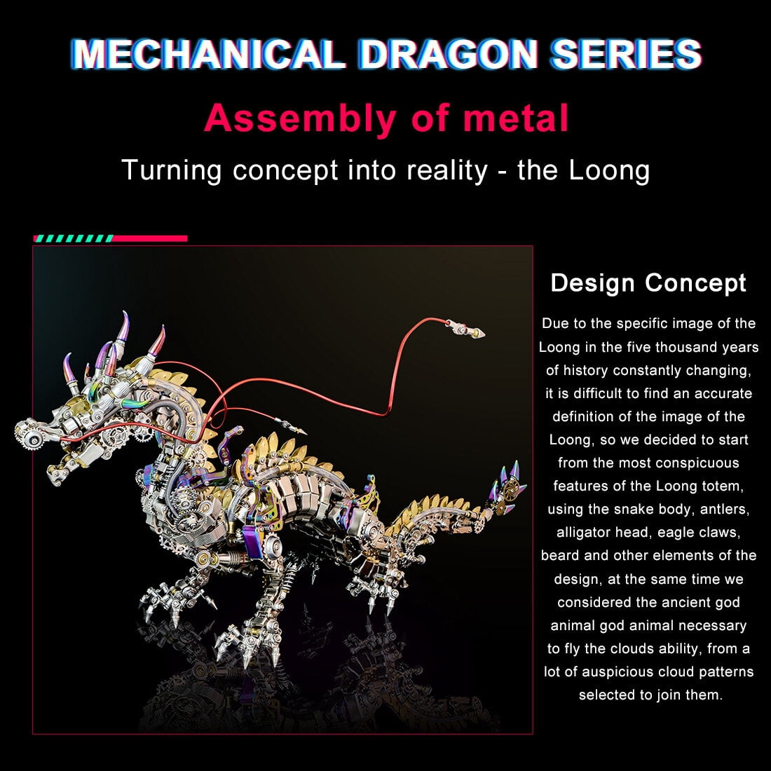 Lantern Fish 3D Metal Puzzle DIY Steampunk Assembly Kit, 700+PCS Mechanical Model with Movable Fins, Color-Changing Lamp & Collectible Gift for Adults & Teens