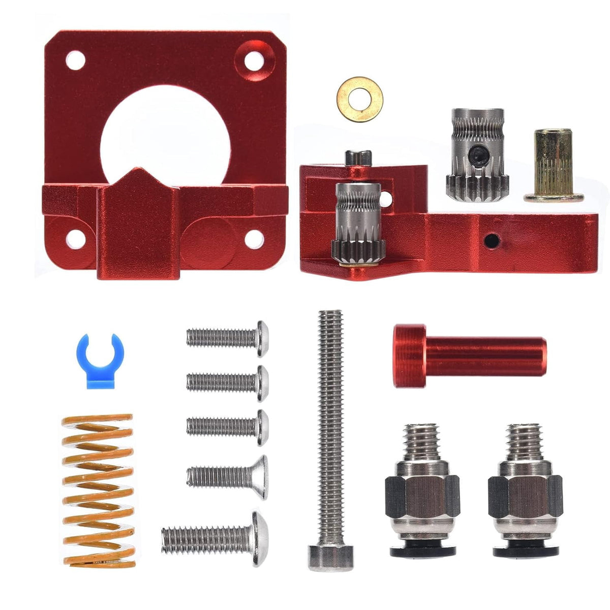 RVKXHD Upgrade Dual Gear Extruder, Double Gear MK8 Extruder 3D Printer Dual Driver Stock Feeder All Metal 1.75mm Filament Extruder Kit for CR-10S Pro/CR-10/ Ender 3 V2/Ender 3/Ender 3 Pro Series
