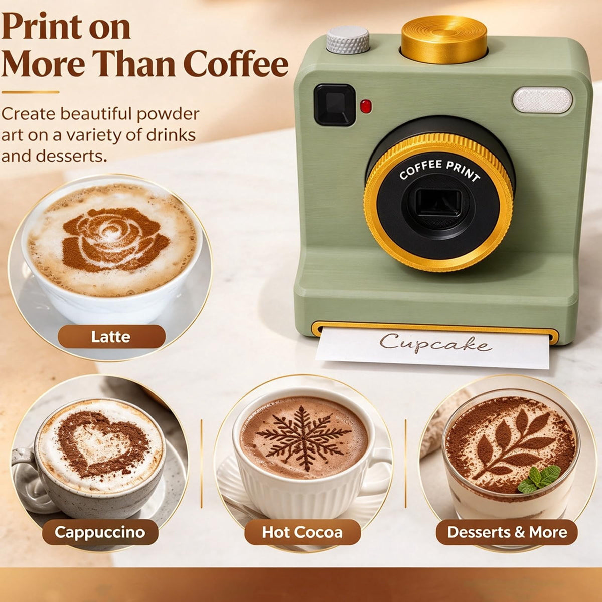 Coffee Printer, 3D Latte Art Coffee Printer Machine, Manual Coffee Stencil Printer with Latte Art Stencils for Cocoa and Hot Chocolate