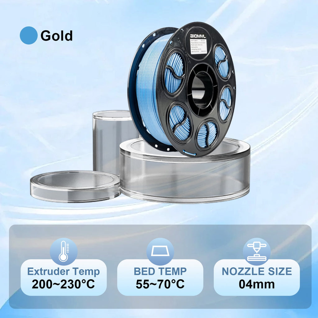 BIOMYL PLA 3D Printer Filament, PLA Filament 1.75mm Metal Gradient Color silk PLA, Tri Gold/Silver/Copper, 1kg Spool, Accuracy +/- 0.03mm