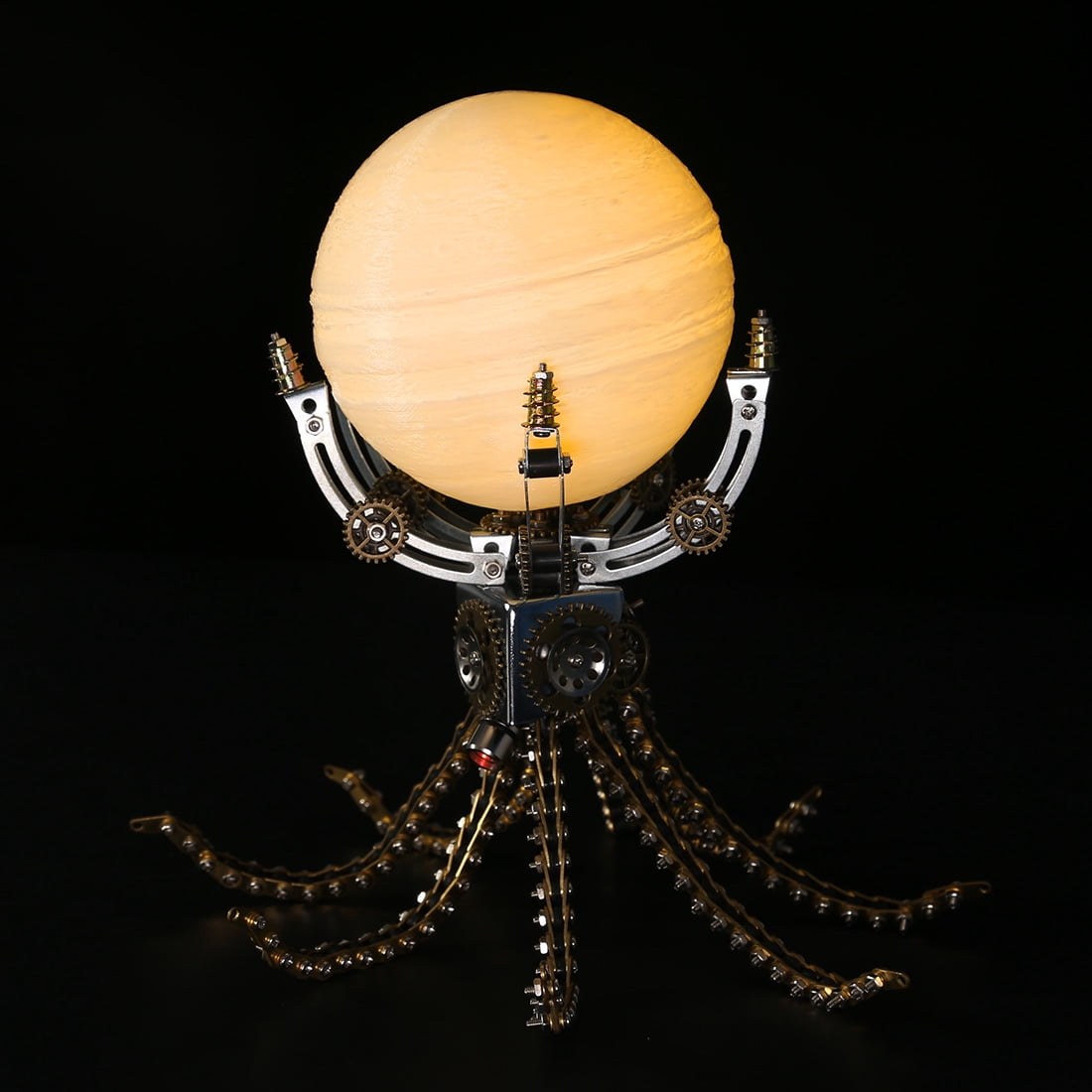 Mechanical Octopus 3D Metal Model Kit with Moon Lamp, Touch 3 Colors, Customizable Steampunk Puzzle & Desk Light, Perfect Room Decor and Gift Choice