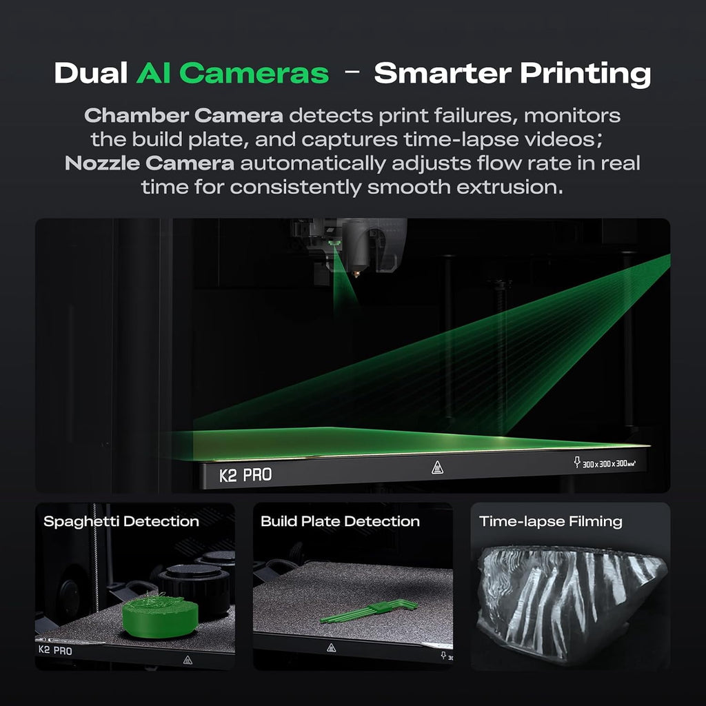 Creality K1 Max 3D Printer with 600mm/s High-Speed Fused Deposition Modeling 3D Printing Smart AI Function 300°C High-Temperature Nozzle Direct Extruder Auto Leveling Printing Size 11.81x11.81x11.81