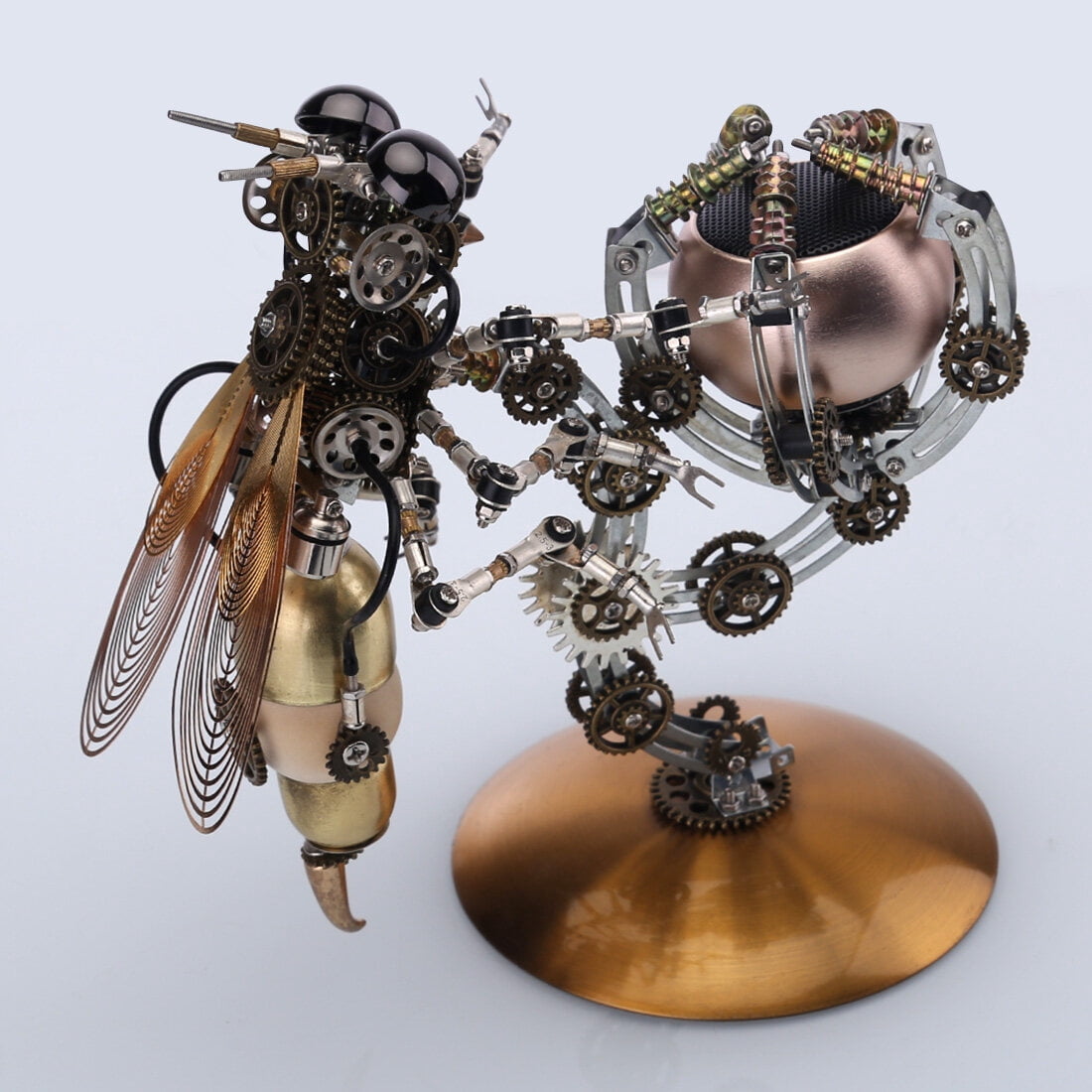 627PCS Mechanical Wasp Speaker 3D Metal Puzzle, DIY Steampunk Insect Model Kit with Sound, Poseable Claws, Collectible Desk Decor for Adults