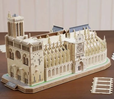 4D Build Notre Dame 3D Model Kit Puzzle with LED Lights