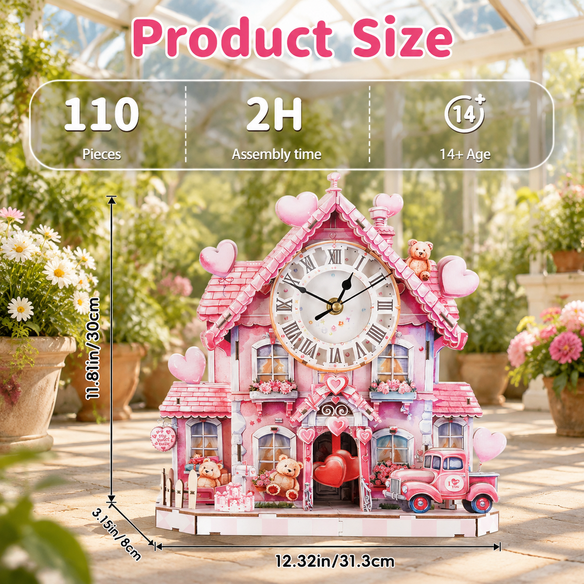 Fire Phoenix Wooden 3D Puzzle Clock DIY Model Kit for Adults