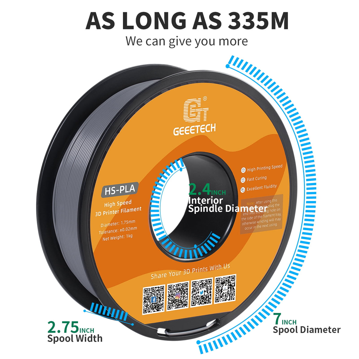 Geeetech 1.75mm PLA 3D Printer Filament, 1kg Spool (2.2lbs), Dimensional Accuracy +/- 0.03mm,yellow