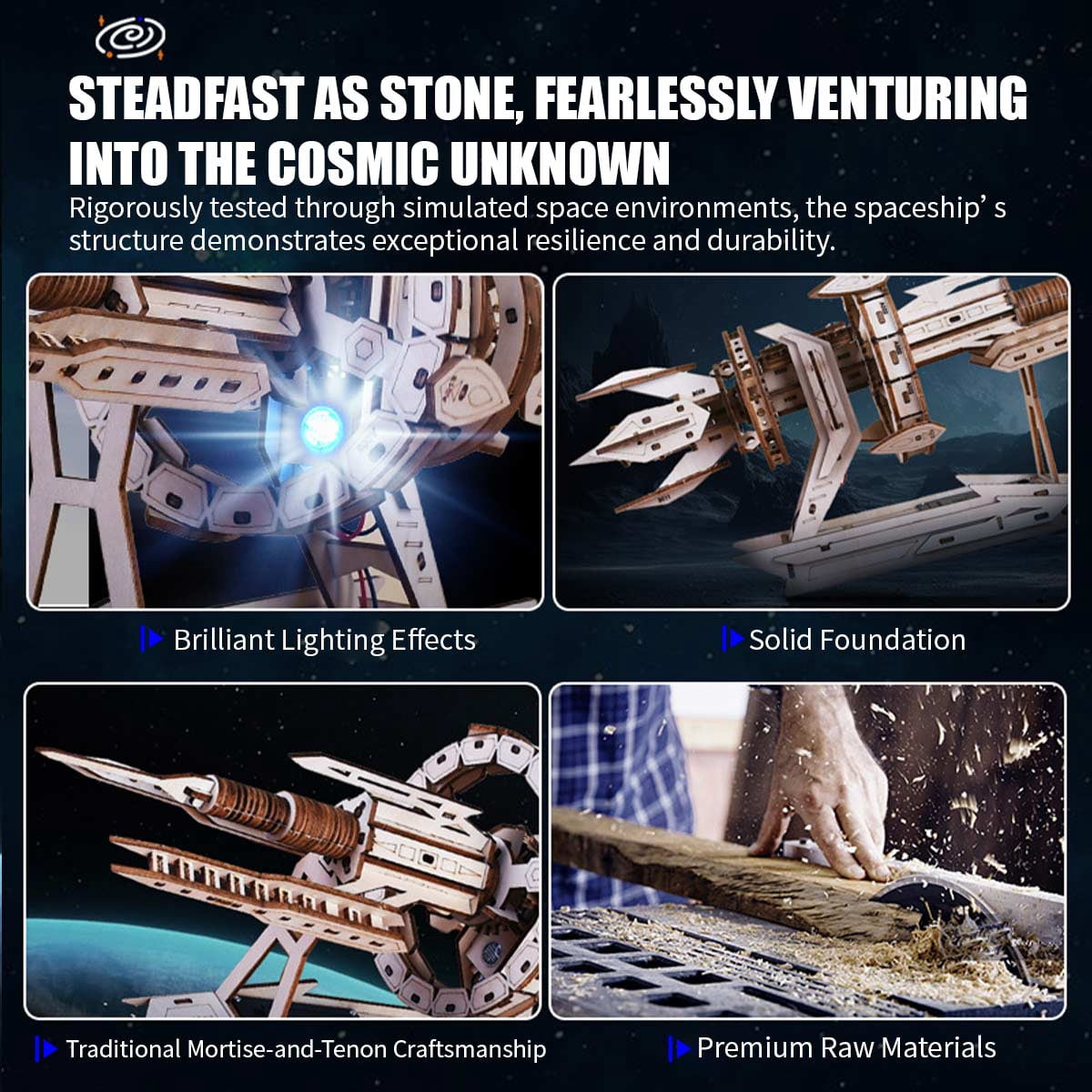 3D Wooden Puzzle Interstellar Battleship Model Kit, DIY Sci-Fi Spacecraft Building Set, Handcrafted Futuristic Decor, Best Gift for Science fiction fans