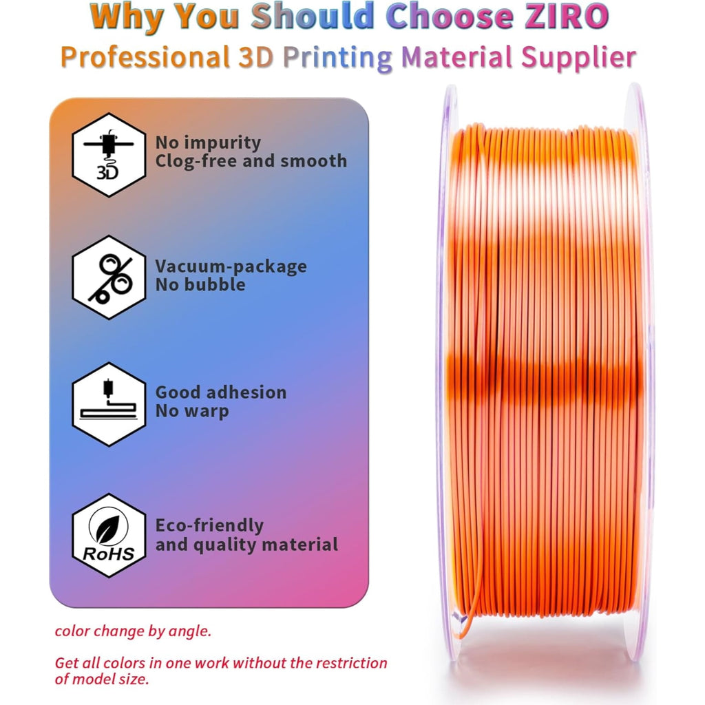 Ziro 3D Tri-color Silk PLA 1.75mm 1kg, Indigo Satin