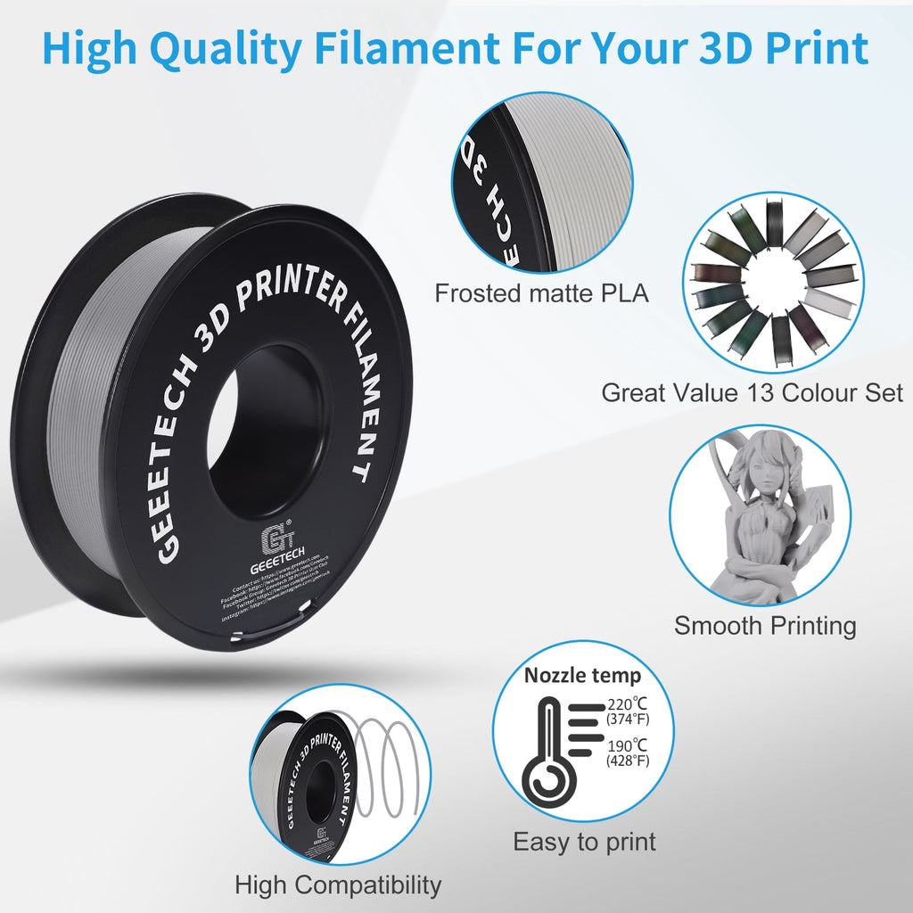 Geeetech navy blue Matte PLA Filament Matte 1KG, 1.75mm 3D Printer Filament Dimensional Accuracy +/- 0.01mm, 1kg Carboard Spool (2.2lbs) for Most FDM 3D Printers