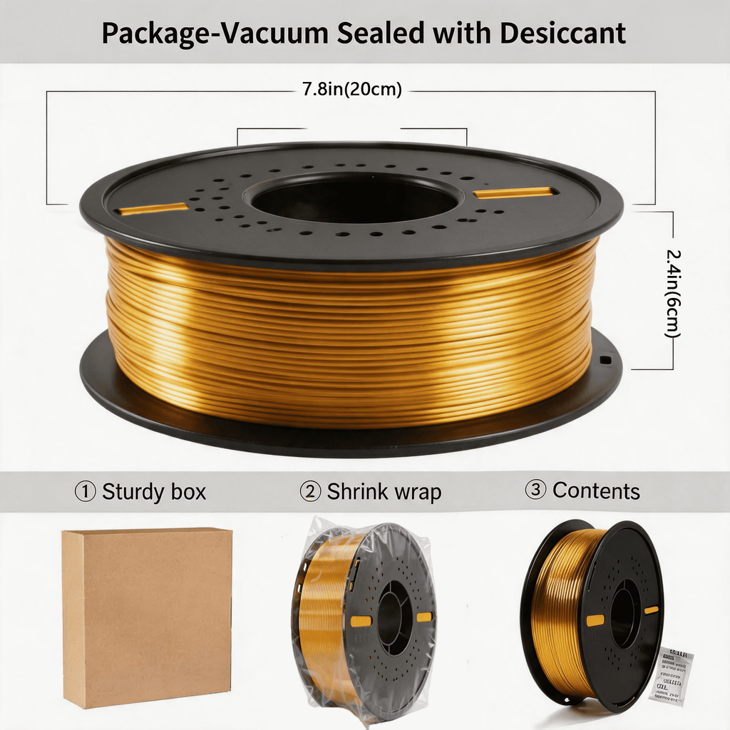 Silk gold PLA Filament 1.75mm 3D Printer Filament with Shiny Surface, Shiny PLA Silk Filament 2KG Spool 3D Printing Filament.
