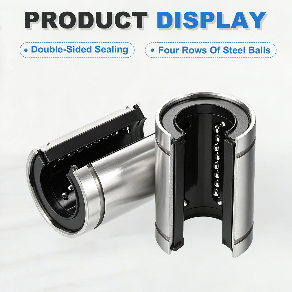 Uxcell 4 Pcs LM16UUOP Open Type Linear Ball Bearings, 12mm Bore Dia 21mm OD Linear Motion Bushing with Double Side Rubber Sealed for CNC Machine 3D Printer, Silver
