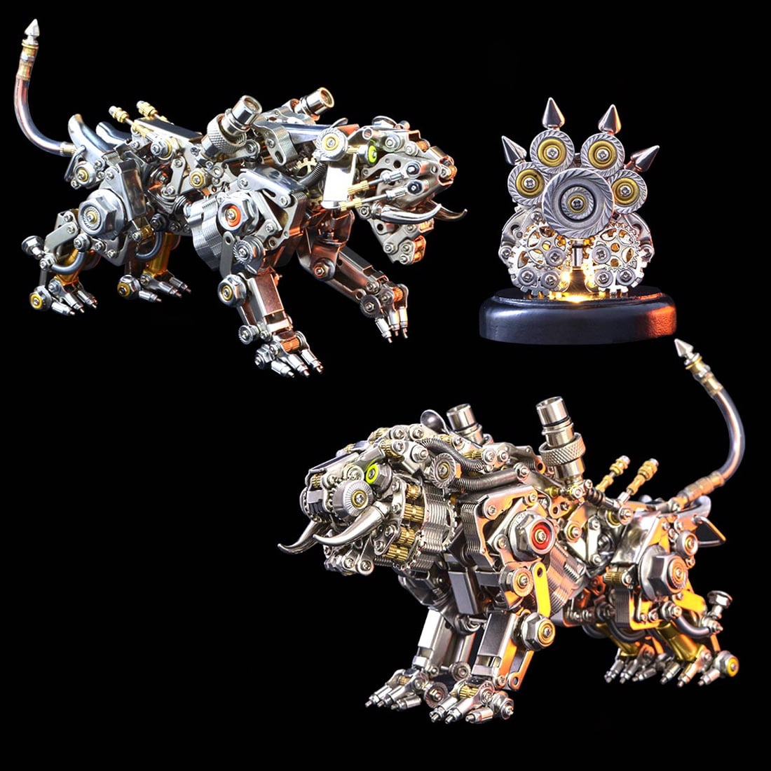3D Metal Puzzle Colorful Bengal Tiger Model Kit, 700PCS Mechanical Steampunk Tiger 3D Metal Jigsaw Puzzle to Build, DIY Assembly Gift for Adults & Teens -Wings 1 Pair