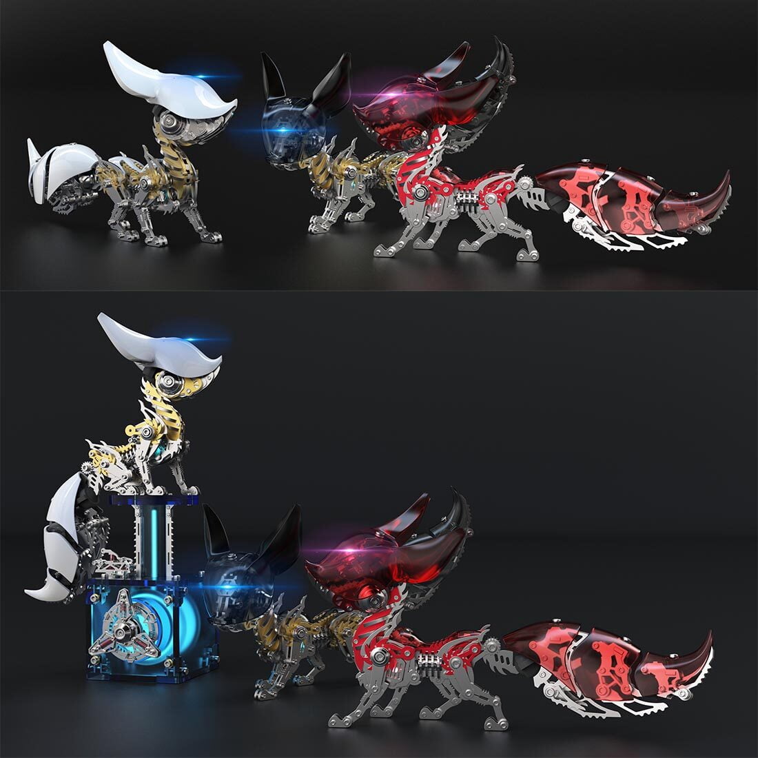 DIY 3D Metal Puzzle Mechanical Fox Model Kit – 339PCS Fox Steampunk Assembly Puzzle with LED Lights, Collectible Desk Decor & Creative Gift for Teens 15+ and Adults