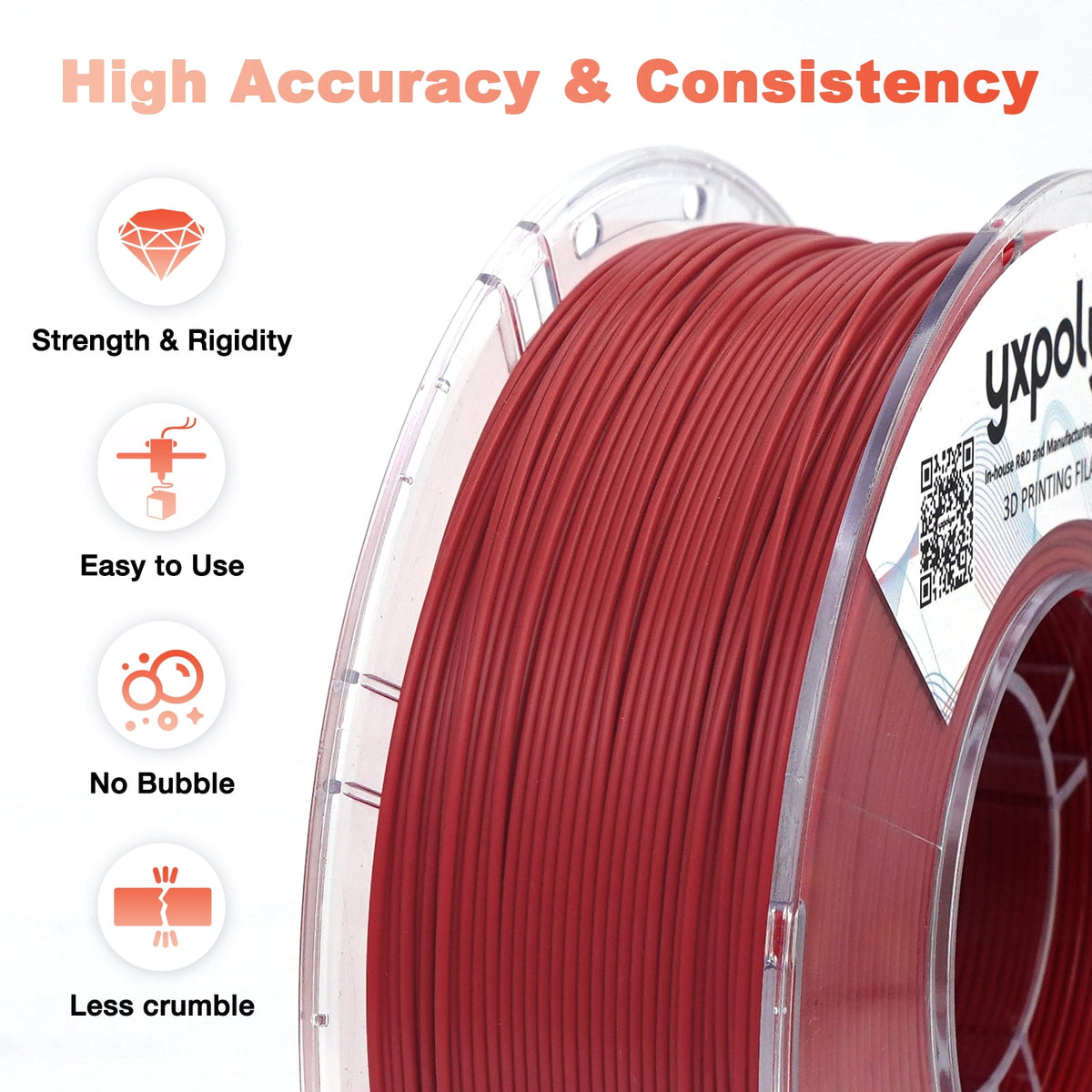 YXPOLYER PLA Filament Food Grade 1.75mm 1kg for 3D Printing, PLA+ Skin Flesh Tone 3D Printer Filament AMS-Compatible