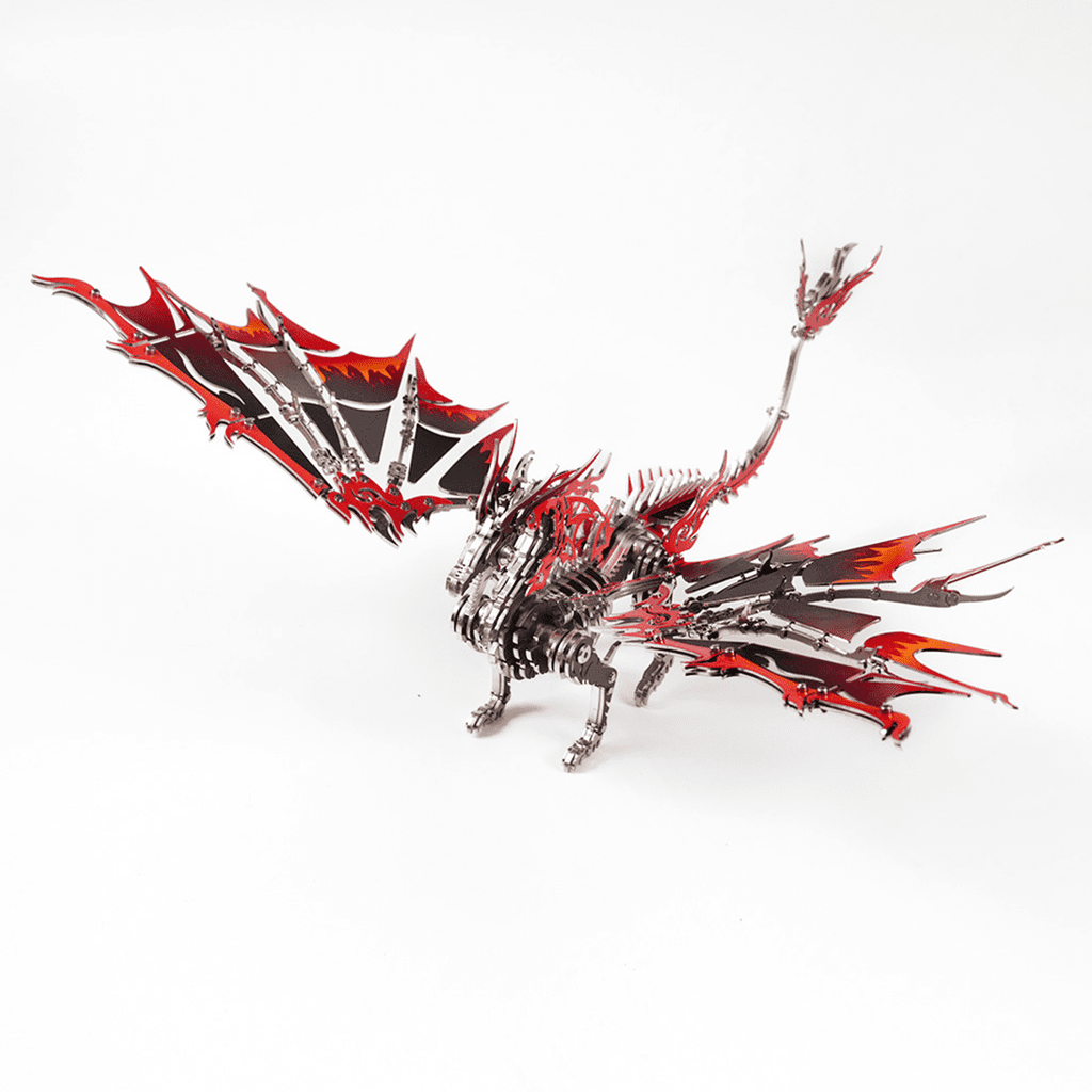 3D Metal Puzzles Mechanical Fire-Breathing Dragon Model Kit, 200+PCS DIY Assembly, No-Glue Snap-Fit Steampunk Animal Puzzle for Adults & Teens 16+, Exquisite Desk Decor, Gift for Men