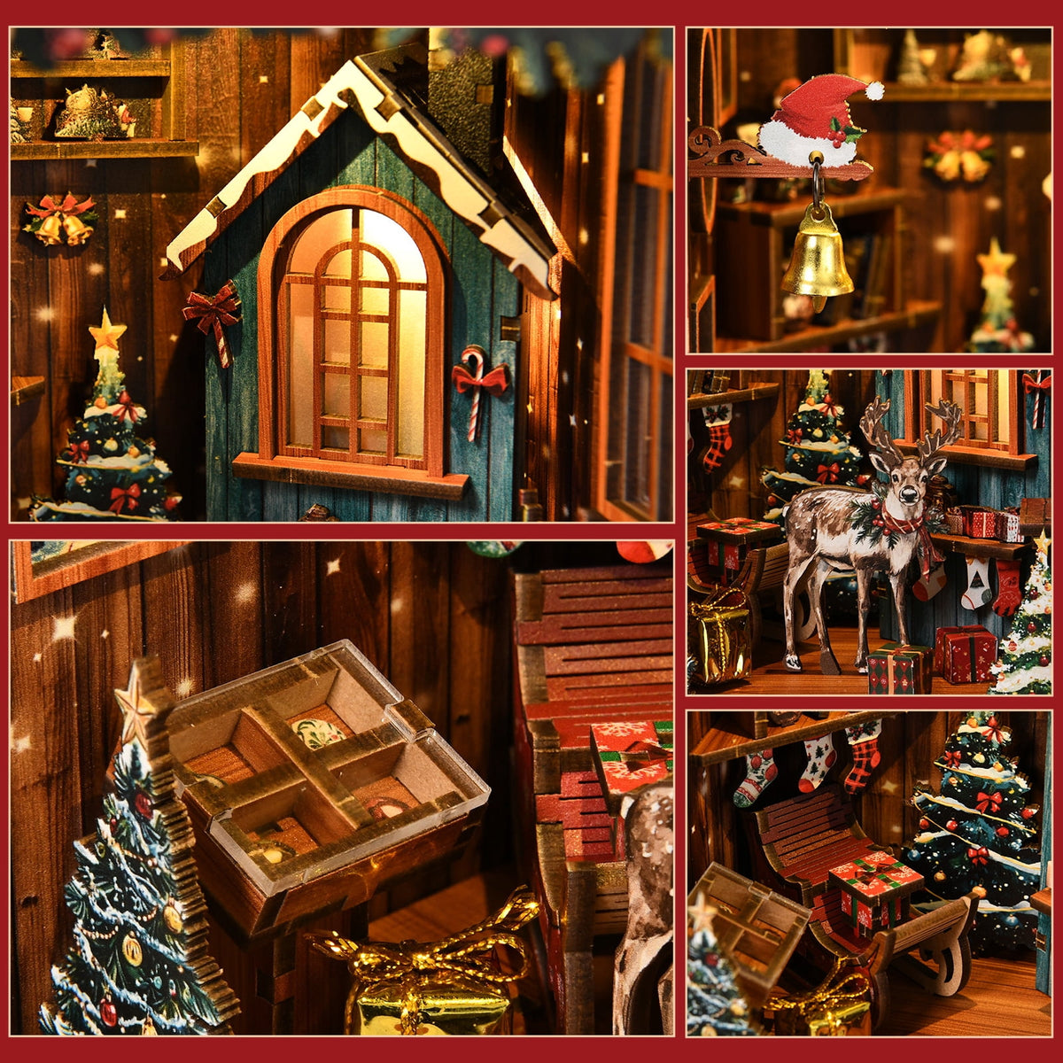 Book Nook Kit, DIY Miniature House Kit for Adults Beginners, Dollhouse Mini Booknook Kits, Wood Bookends Building Model Puzzle Toy with LED Light, 3D Wooden Puzzles Crafts Gifts