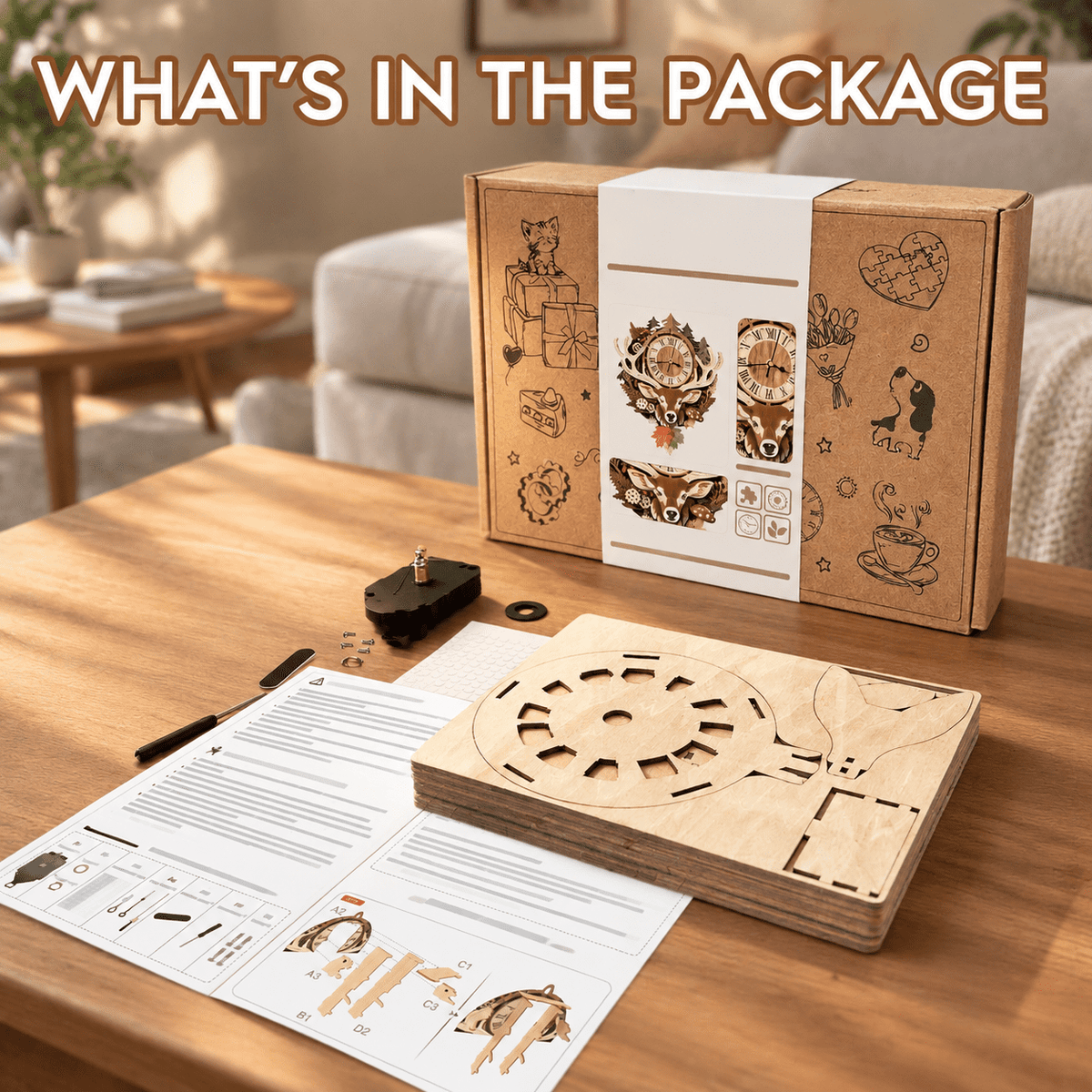 Butterfly Clock 3D Wooden Puzzle Clock DIY Mechanical Craft Kit for Adults Teens