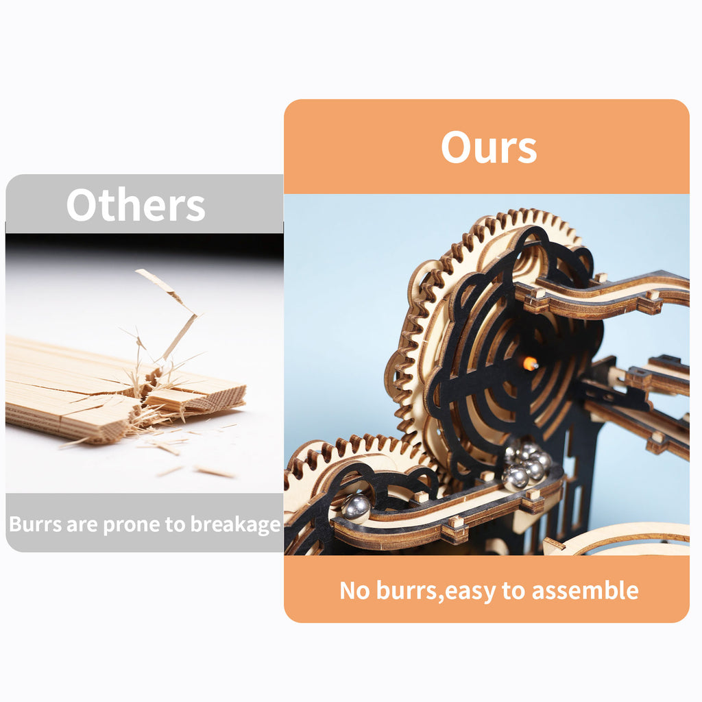 3D Wooden Puzzles - Gravity Marble Run Building Kit, Brain Teaser DIY Model for Adults, No Battery Gifts