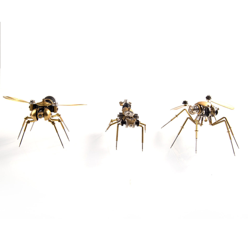 3-in-1 Steampunk Insect Metal Model Kit, Mosquito, Deck Insect & Bee Brass Puzzle Assembly Set, 270PCS 3D Jigsaw Puzzles for Adults
