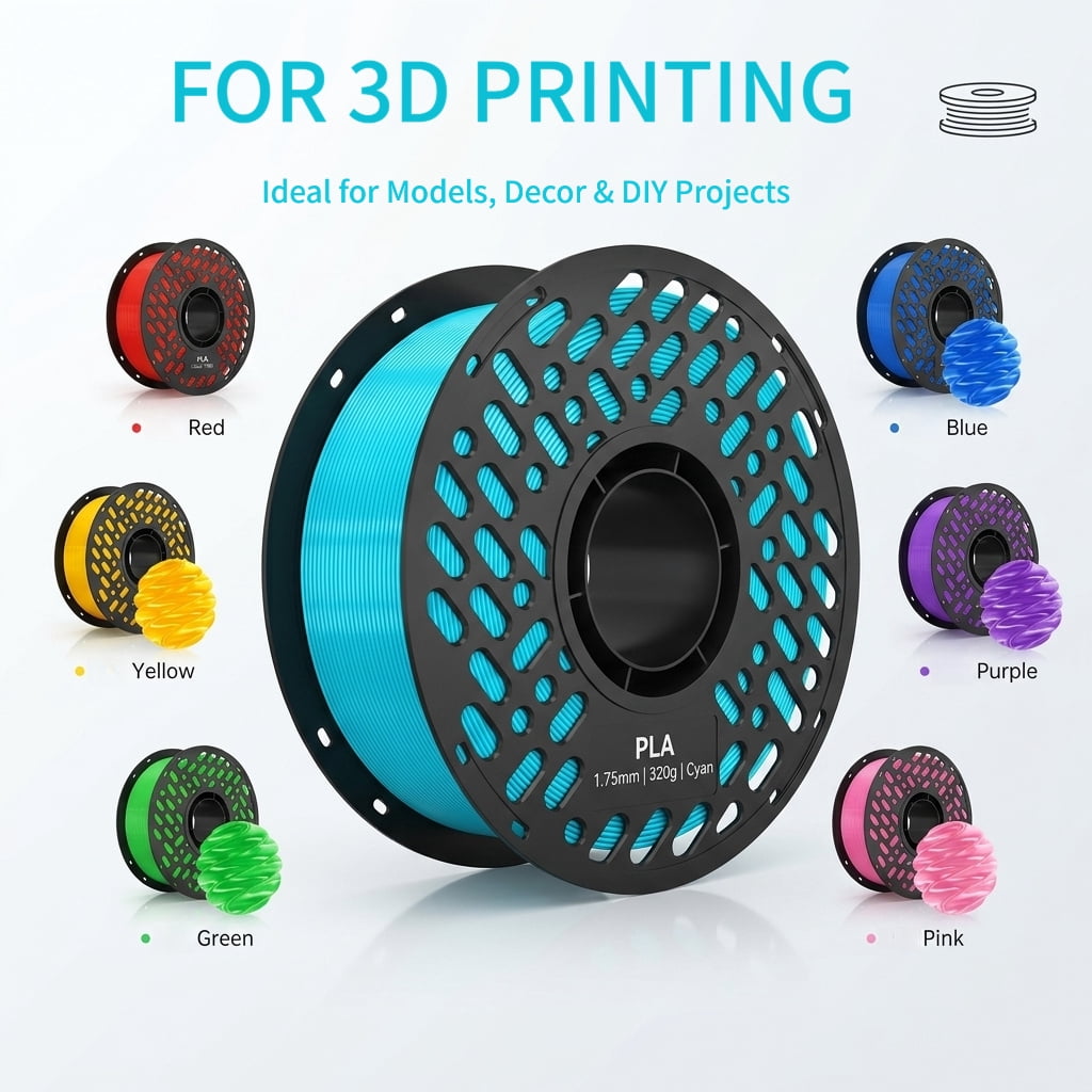 Silk PLA 3D Printer Filament 1.75mm, 13oz Spool, ±0.02mm Accuracy, Shiny Lustrous Texture, High Toughness for FDM 3D Printers, Multi‑Color Options