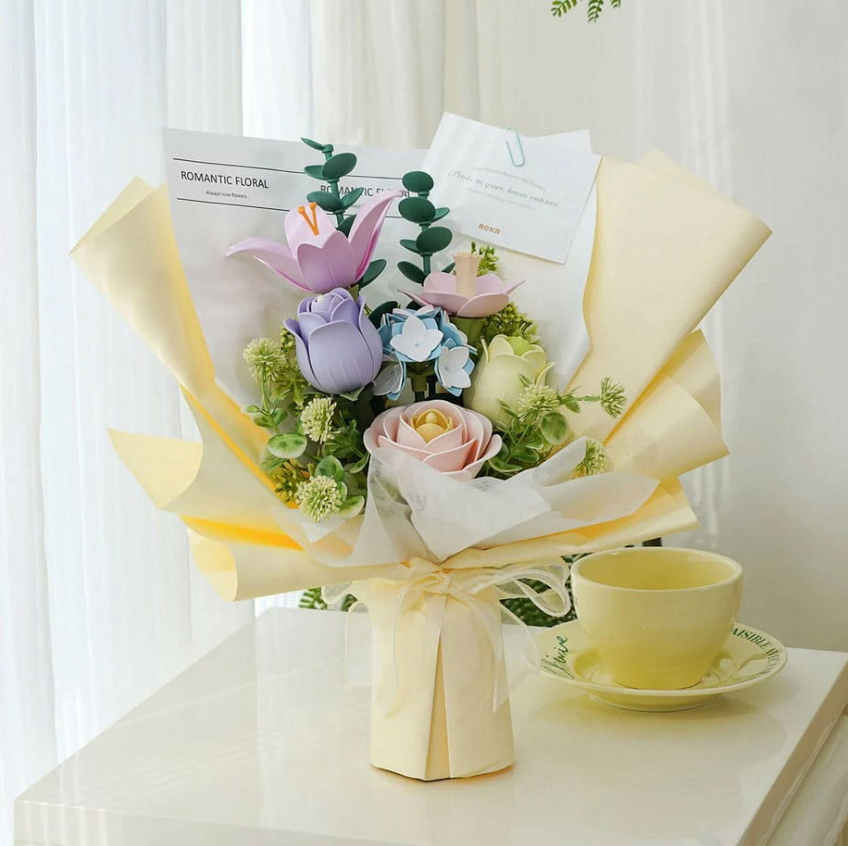 ROKR Spring Time Bouquet 3D Wooden Puzzle Kit, 165-Piece Artificial Flower Arrangement with Botanical Design, Home Decor Craft Gift