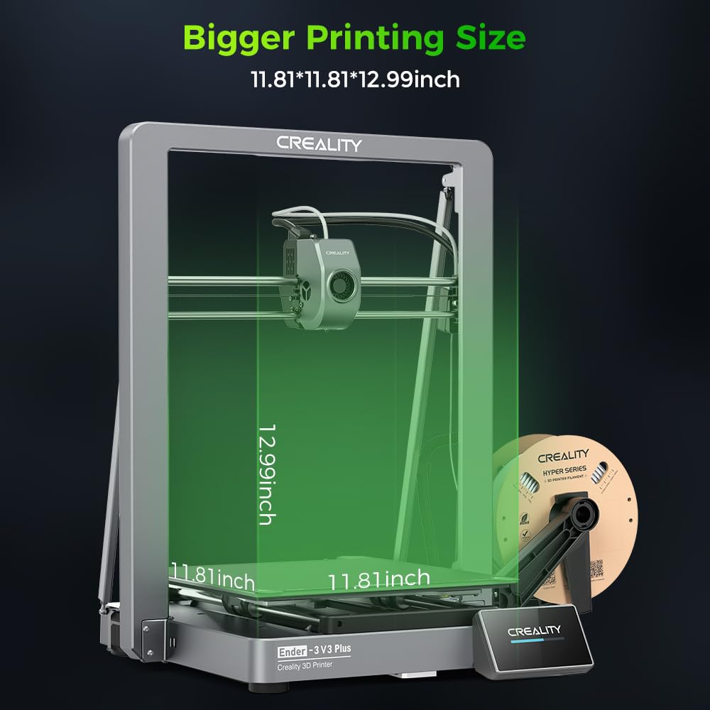 Creality Ender 3 V3 Plus 3D Printer, Large Build Volume 11.81x11.81x12.99 in, 600mm/s High-Speed Printing, Auto Leveling, Direct Drive Extruder