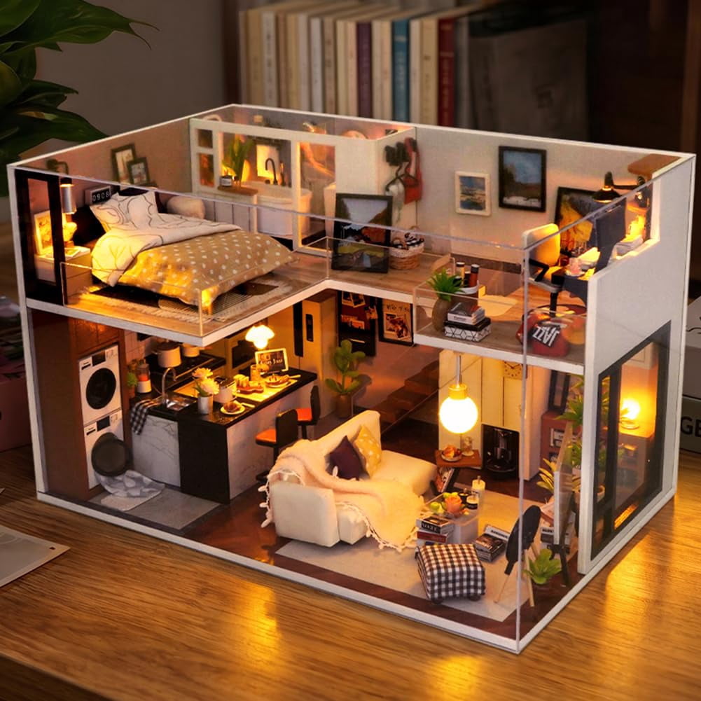 DIY Miniature House Kit, Mini Dollhouse Architectural Model, 3D Puzzles for Adults and Teens, Gifts for Friend and Parents