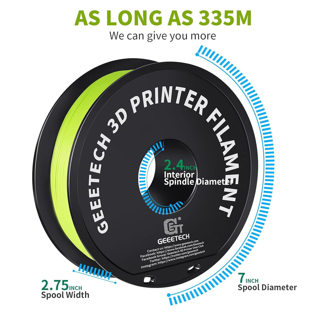 GEEETECH 3D Printer PLA Filament 1.75mm,1kg Spool (2.2lbs),Dimensional Accuracy +/- 0.03mm,Apple Green