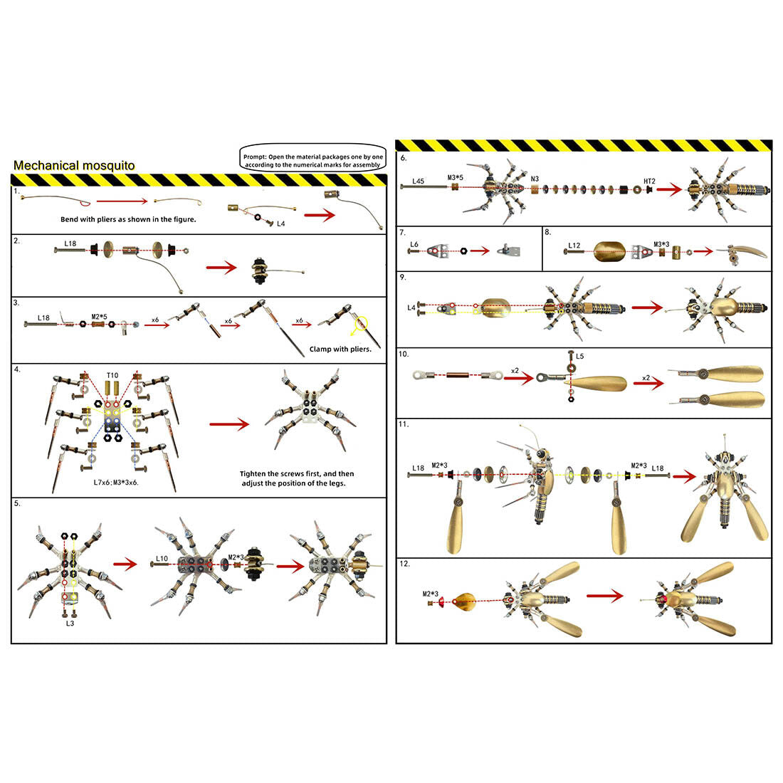 3-in-1 Steampunk Insect Metal Model Kit, Mosquito, Deck Insect & Bee Brass Puzzle Assembly Set, 270PCS 3D Jigsaw Puzzles for Adults