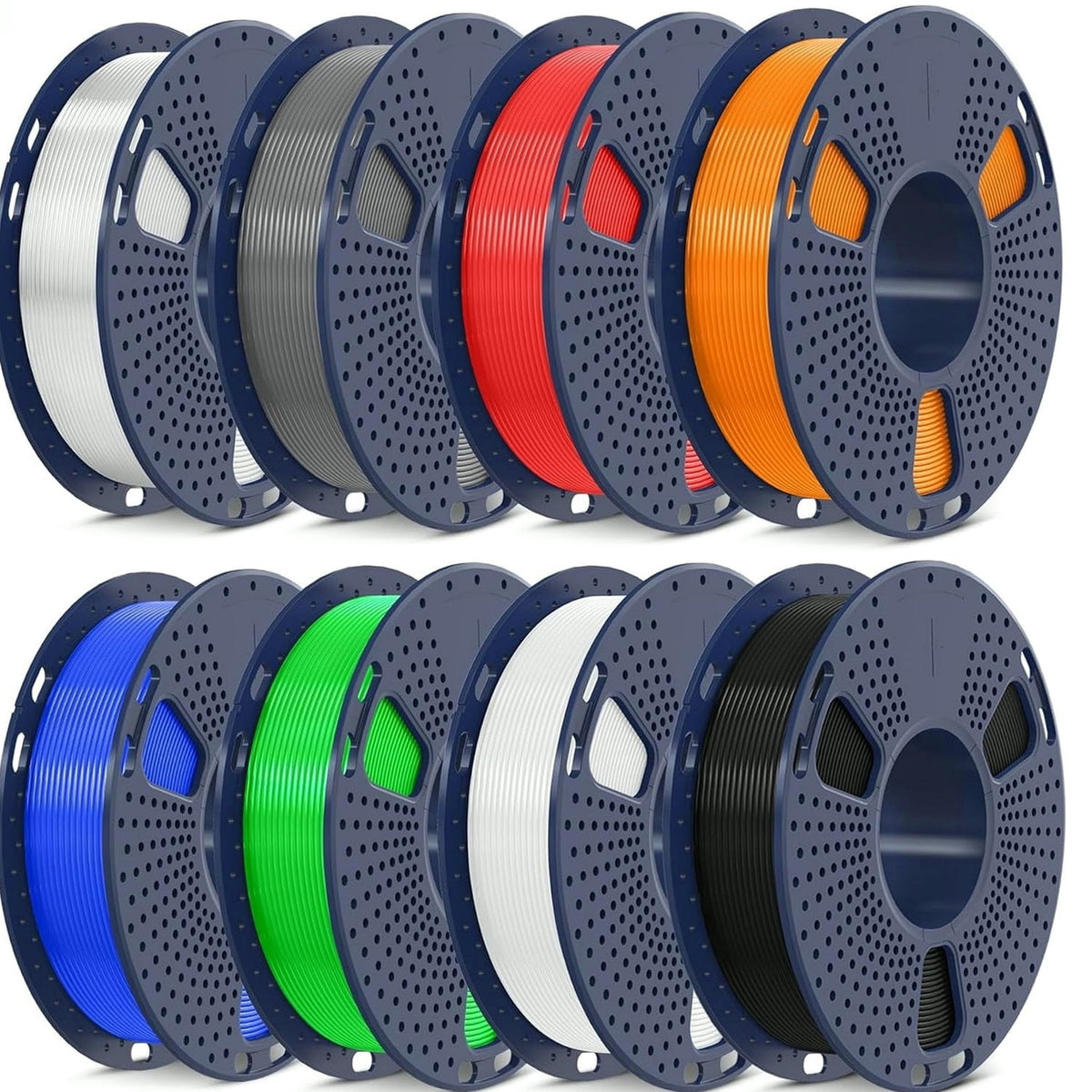 PLA 3D Printer Filament Bundle 8 Spools 250g Each 2kg Total 1.75mm Multicolor Black White Grey Red Blue Orange Green Transparent, 3D Printing Filament Refill, FDM 3D Printer Filament, 3D Pen
