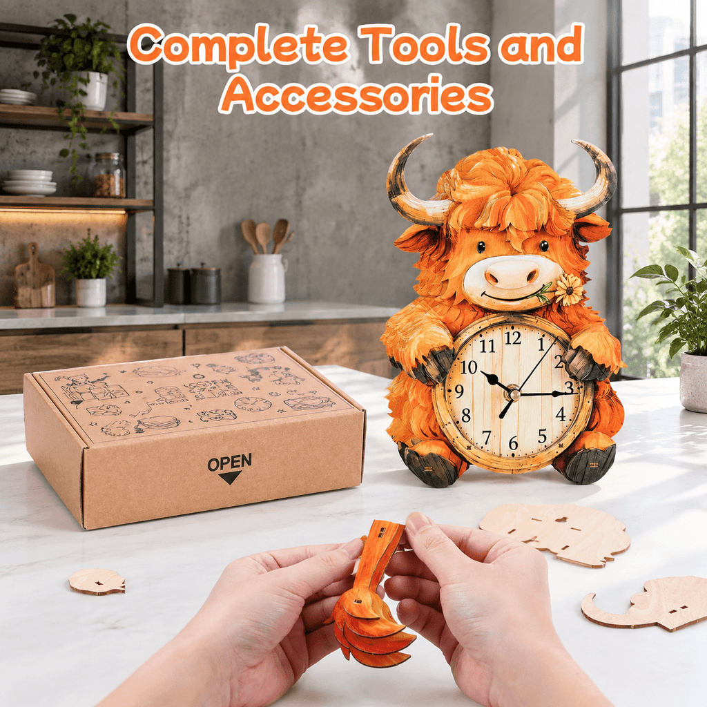 Fire Phoenix Wooden 3D Puzzle Clock DIY Model Kit for Adults